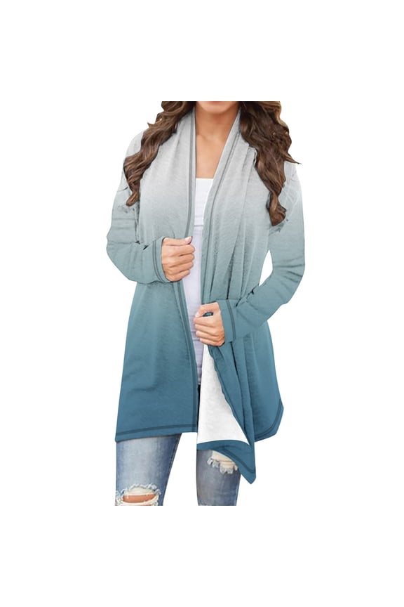 Women's Tie Dye Cardigan Plus Size Draped Front Open Sweater Cardigan Casual Long Sleeve Lightweight Duster 2025 Fall Winter Coat