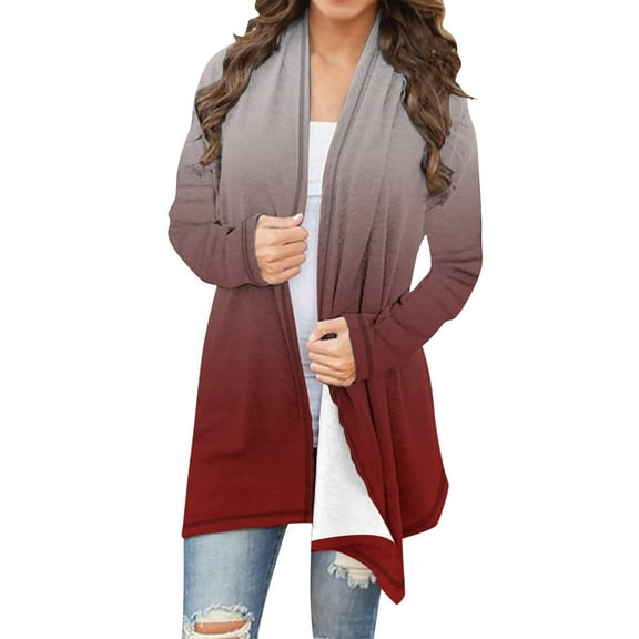 YFNNUP Women's Tie Dye Cardigan Plus Size Draped Front Open Sweater Cardigan Casual Long Sleeve Lightweight Duster 2025 Fall Winter Coat