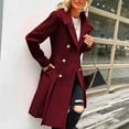 thumbnail image 1 of YFNNUP Women's Winter Coats Shawl Collar Double Breasted Midi Peacoat Slim Fit Trench Coats with Pockets, 1 of 6