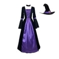 thumbnail image 1 of YFNNUP Women's Witch Fancy Dress Halloween Costume with Witch Hat for Adult Cosplay Party Themes Purple,S, 1 of 4