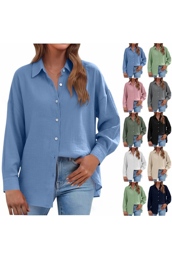 Womens Button Down Shirts Long Sleeve Tunic Tops Dressy Busienss Casual Blouses Trendy Collared V Neck Work Top Black XXL