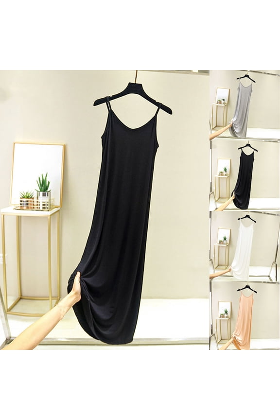 Womens Cotton Long Nightgowns Spaghetti Strap Sleepdress Lightweight Soft Sleepwear Comfy Slip Sleepshirt White XL