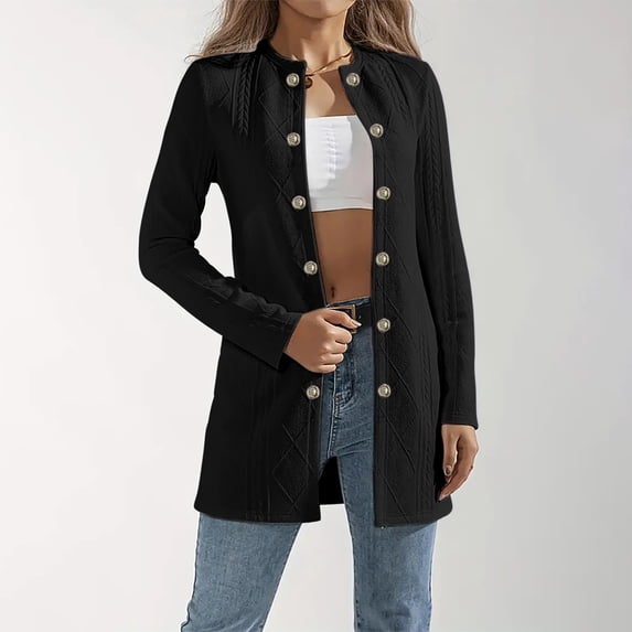 YFNNUP Womens Long Cardigan Coat Oversized Fall Cable Knit Sweater Coats 2025 Dressy Open Front Work Jackets