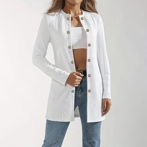 YFNNUP Womens Long Cardigan Coat Oversized Fall Cable Knit Sweater Coats 2025 Dressy Open Front Work Jackets
