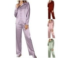 thumbnail image 1 of YFNNUP Womens Silk Satin Pajamas Set Long Sleeve Button Down Sleepwear 2 Piece Lounge Set Pj Set Long Pants Loungewear, 1 of 10