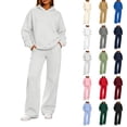 thumbnail image 1 of YFNNUP Womens Sweatsuits 2 Piece Set Petite Long Sleeve Hoodie Baggy Wide Leg Sweatpants Solid Color Matching Track Suits Light Blue,S, 1 of 7