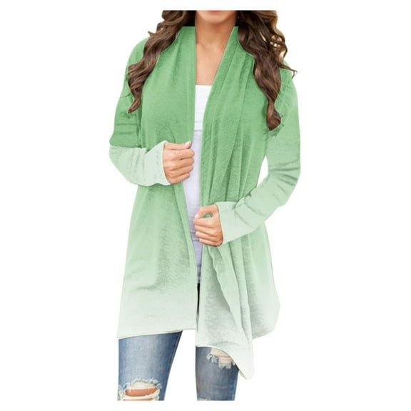 YFNNUP Womens Tie Dye Cardigan Coat Lightweight Open Front Long Sleeve Cardigans Trendy Color Block Drape Fall Duster