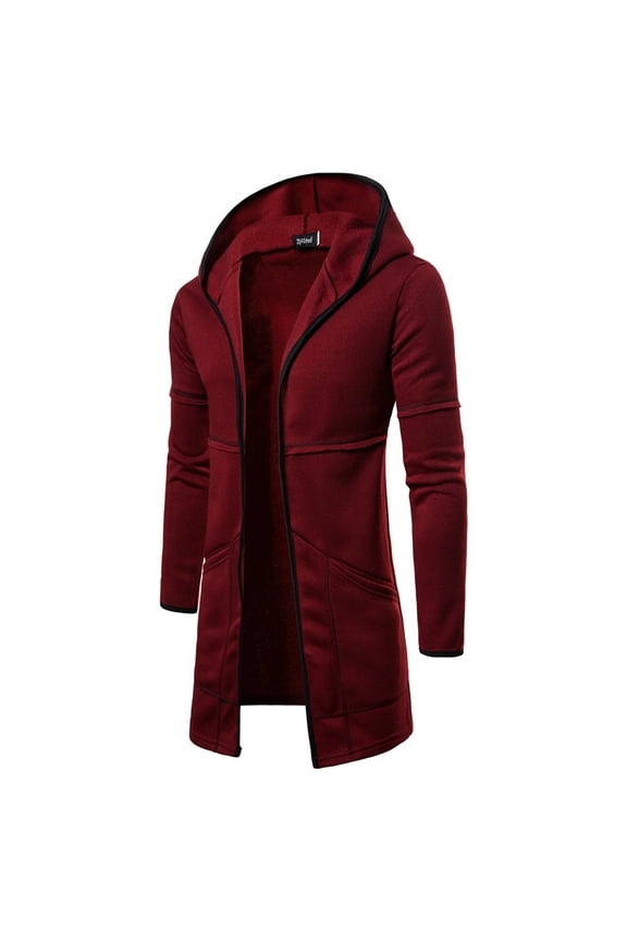 Heated Coat for Men Full Zip Casual Coat Fleece Hoodie Plush Fleece Pullover Moisture Wicking PulloverHooded Solid Trench Coat Jacket Cardigan Long Sleeve Blouse