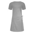 thumbnail image 1 of YFPWM Semi Formal Dresses for Women Mini Dress Plus Size Maturity Dresses Long Dress Leaf Dress Wedding Guest Knee Length Summer Dresses Solid O-Neck Dress Pleated Design, 1 of 6