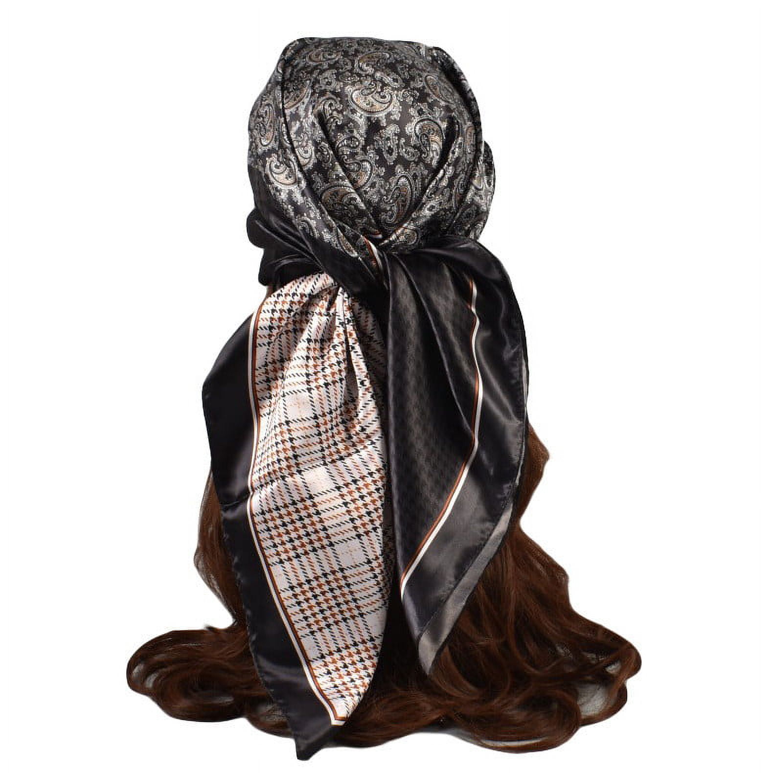 Head Scarf for Women - Satin Large Hair Scarves Bandanas - Square