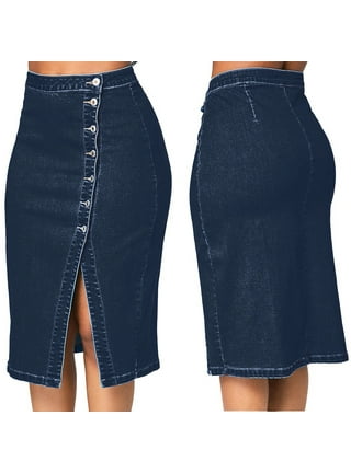 Plus size jean skater skirt discount
