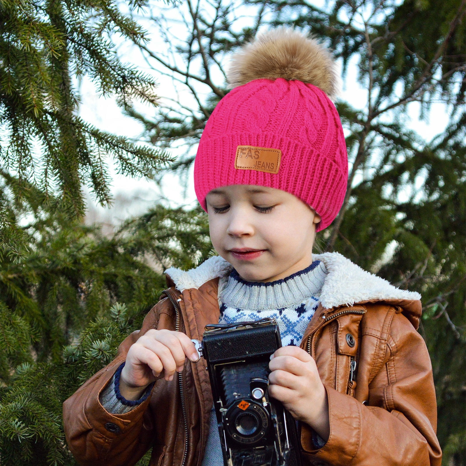 YFPWM Kids Winter Ski Hat, Warm Knitted Beanie for 1-11