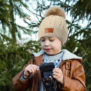 YFPWM Toddler Winter Hats Warm Ski Hat Stylish Knitted Hat for Kids 1-11 Years Old Girls Boys Kids Winter Beanie Hat Warm Knit Ski Cap Khaki One Size