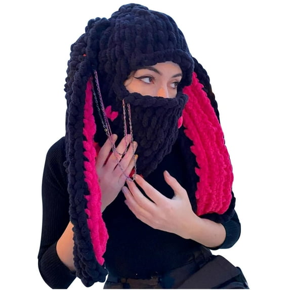 YFPWM Women Winter Hats Warm Fashion Cap Rabbit Ears Hat Warm Hat Head Cover Girls Winter Street Hat Watermelon Red One Size