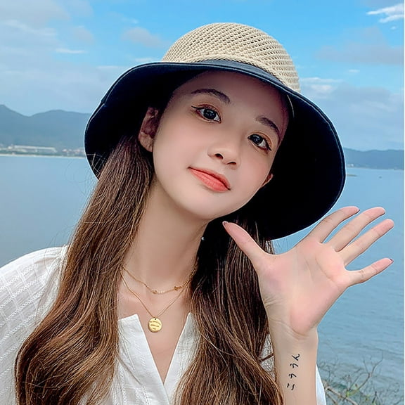 YFPWM Womens Beach Sun Hat Travel Summer Hat Beach Hat Sun Hat Bow Fisherman Hat Black One Size