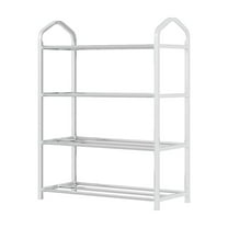 YFTDEF 4 Tier Shoe Rack, Metal Storage Organizer, White, 21.65x7.48x16.14in, Durable Steel, Easy to Install, Ideal for Bedroom, Entryway, Garage, Bathroom Storage