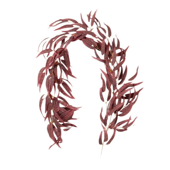 YFTDEF Artificial Hanging Willow Leaves Vine Twigs, 70.8 in, Fake Silk Burgundy Leaf Ivy Fall Garland, Faux Greenery Indoor, Outdoor, Wedding, Birthday, Christmas Party Decor