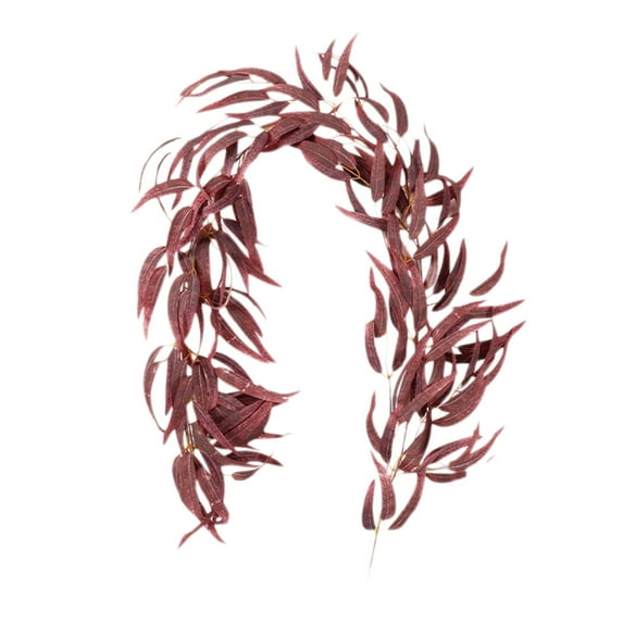 YFTDEF Artificial Hanging Willow Leaves Vine Twigs, 70.8 in, Fake Silk Burgundy Leaf Ivy Fall Garland, Faux Greenery Indoor, Outdoor, Wedding, Birthday, Christmas Party Decor