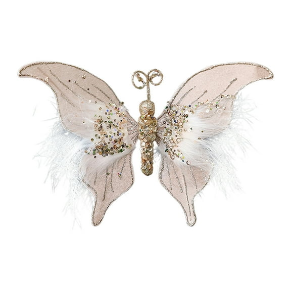 YFTDEF Christmas Butterflies Decoration Props, Rose Gold Polyester Butterfly, Sparkling 30x22in for Christmas Trees, Walls, Versatile Holiday Decor, Lightweight and Easy to Hang