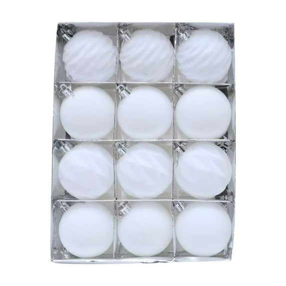 YFTDEF Christmas Decorations 12Pcs Flocked Balls, White Plush Ornaments, Vintage Style Home Decor, Easy to Hang Christmas Tree Accessories for Holiday Season, 2.38in