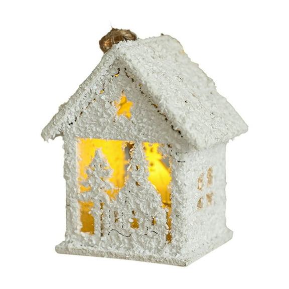 YFTDEF Christmas Village House Set, LED Lighted, Resin Figurines, DIY Miniature Decor, Winter Scene Decoration, Perfect for Home, Office, Balcony, Holiday Display