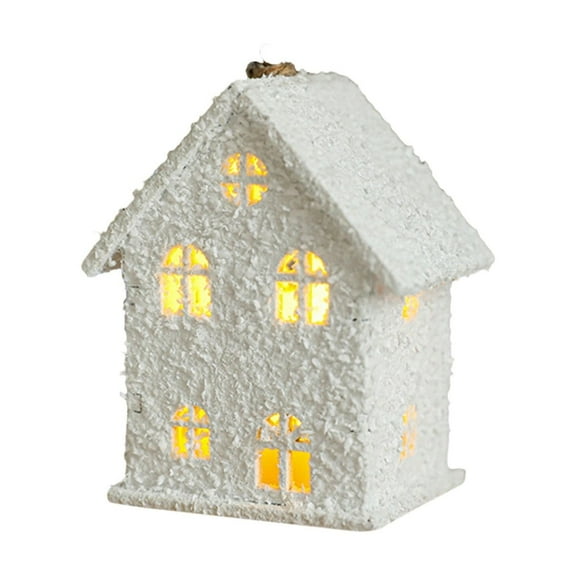 YFTDEF Christmas Village House Set, LED Lighted, Resin Figurines, DIY Miniature Decor, Winter Scene Decoration, Perfect for Home, Office, Balcony, Holiday Display