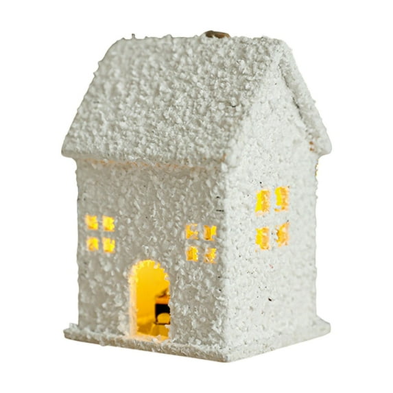 YFTDEF Christmas Village Houses Set, LED Lighted Resin Figurines, Miniature Ornaments, Winter Decor, Suitable for Home, Office, Holiday Decorations, Creative Display