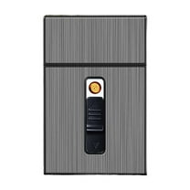 YFTDEF Cigarette Case for King Size, Case Box King Size Hold 20 Regular Size, Cigarettes with Tungsten Coil Lighter, USB Rechargeable (Gray)