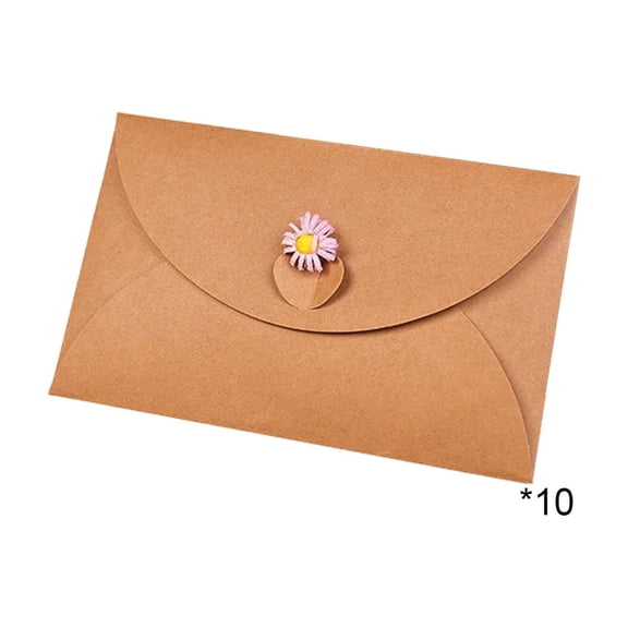YFTDEF Cute Daisy Sealing, Kraft Paper Envelopes, Sturdy for Greeting Cards, Invitations and Letters, Perfect for Weddings and Events, Ideal for Handwritten Messages, Set of 10