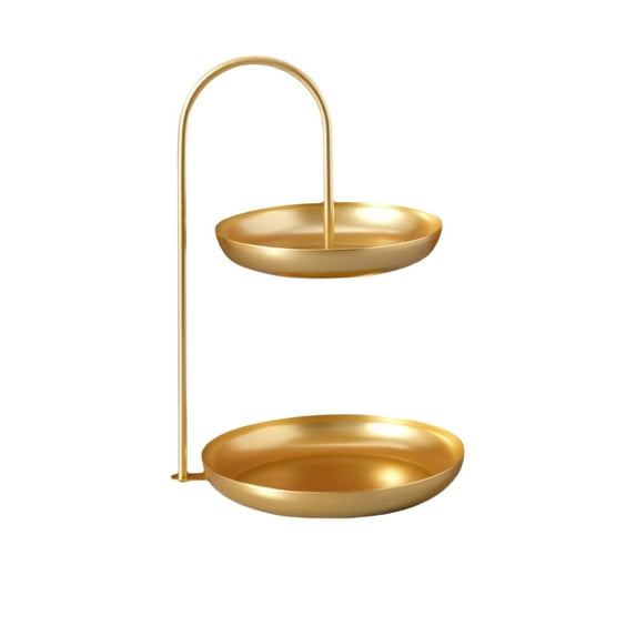 YFTDEF Double Layer Stainless Steel Fruit Tray, Modern Decorative Snack Holder, Multi-functional Storage Display for Home, Living Room, Tabletop, Cosmetics, Organizing