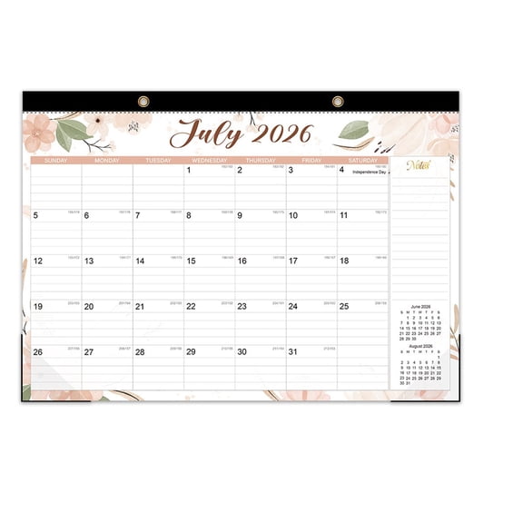 YFTDEF Elegant Floral Wall Calendar, 18-Month Planner 7/2026-12/2027, Large Date Blocks for Easy Scheduling, Ideal for Home and Office Organization, Perfect for Professionals