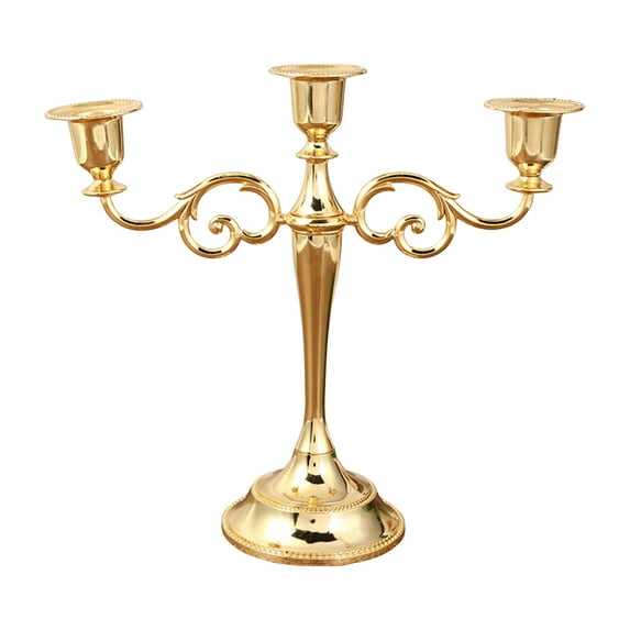 YFTDEF European Three-Headed Candlestick Gold, Elegant Taper Candle Holder Centerpiece, Classical Romantic Decoration for Wedding, Church, Halloween, Dining, Home Decor