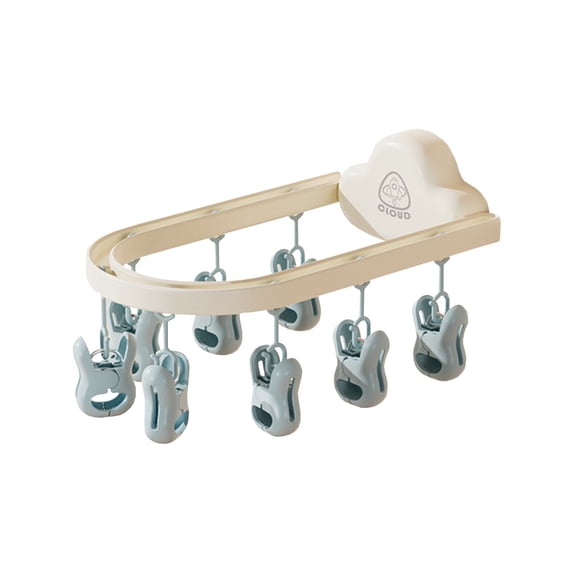 YFTDEF Folding Clothes Dryer Hanger, 8 Clips Drying Rack, Windproof Indoor Outdoor Use, Compact Space Saver, Lightweight Portable, Ideal for Socks Underwear Shirts