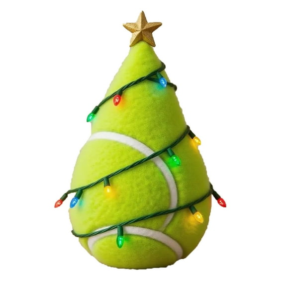 YFTDEF Football Shaped Christmas Tree, Sports Themed Holiday Decor with Colorful Lights and Gold Star, Novelty Decor for Game Room, Office Desk, Unique Gift for Sports Fans