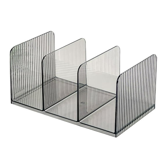 YFTDEF Gray Acrylic File Organizer for Desk, Clear Magazine File Holder with 3 Vertical Compartments Rack, Desk Organizer Office Supplies Stand Bookshelf - 10.2×5.9 in