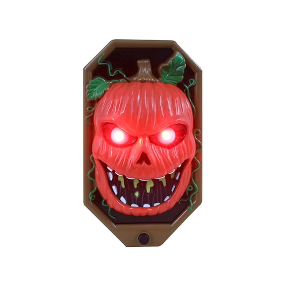 YFTDEF Halloween Door Decoration, Skull Witch Pumpkin, Spooky Sound Effects, Glowing Doorbell, Interactive Props, Perfect for Halloween Parties and Events