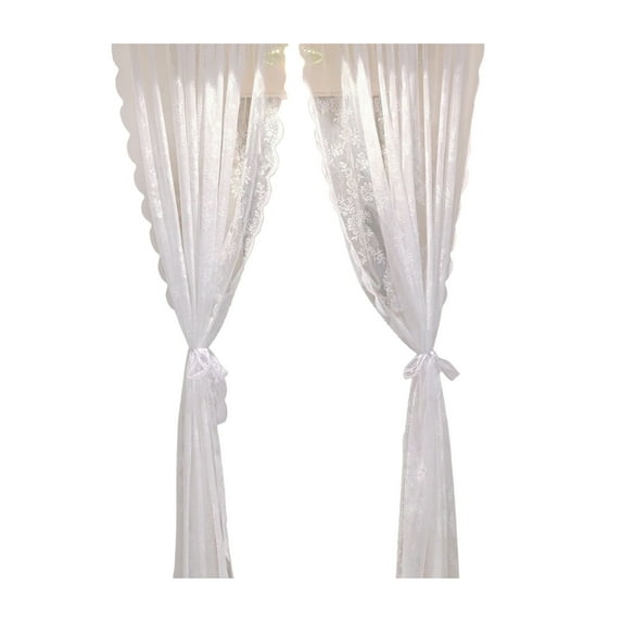 YFTDEF Lace Curtains, Polyester Fabric, Elegant Design, Light Blocking, Heat Insulating, Ideal for Living Room, Window, Balcony, Decoration, Easy Installation, Modern Aesthetic