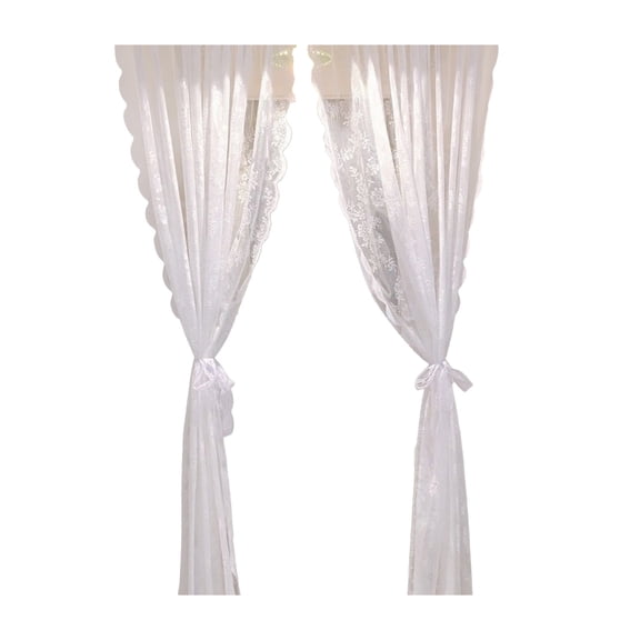 YFTDEF Lace Curtains, Polyester Fabric, Elegant Design, Light Blocking, Heat Insulating, Ideal for Living Room, Window, Balcony, Decoration, Easy Installation, Modern Aesthetic