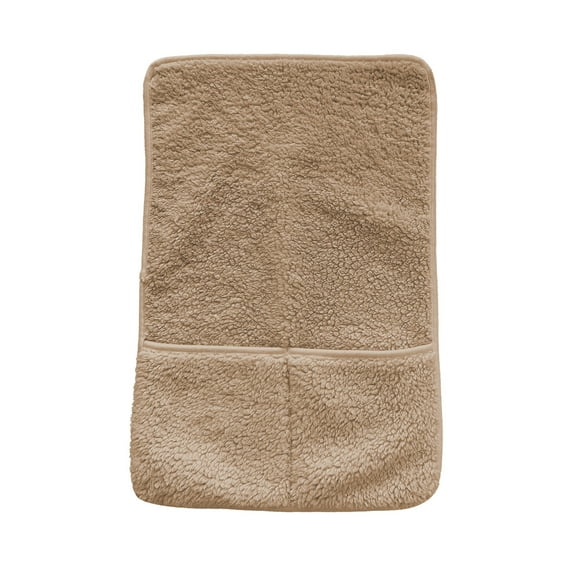 YFTDEF Lambskin Sofa Armrest Cover Non-Slip Plush Protector with Storage Pockets for Recliners and Sofas, Washable Furniture Protector, 26 x 20 Inch, Ideal for Home Use, Khaki