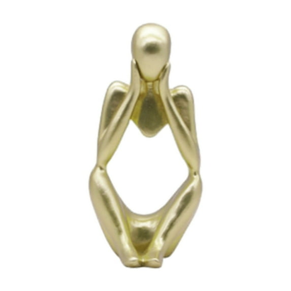 YFTDEF Modern Living Room Decorative Ornaments, Plastic Golden Accent, Mini Abstract Design, Compact 5.12 x 5.12 x 2.36 inches, Home Accessories for Coffee Table or TV Cabinet