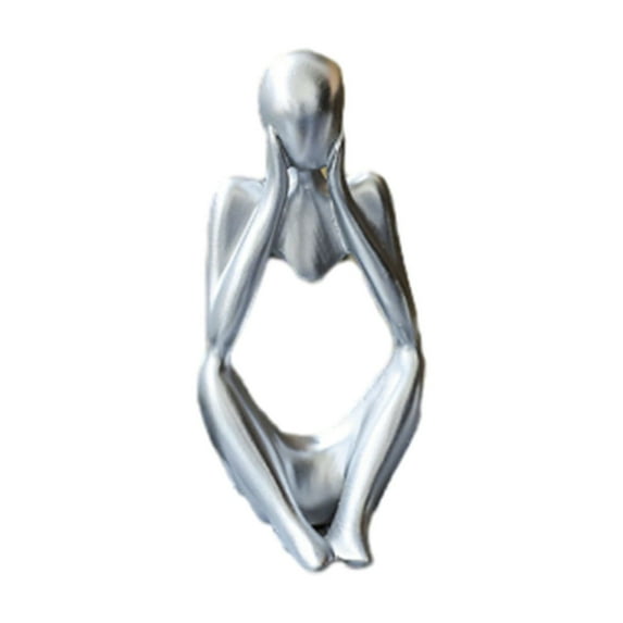 YFTDEF Modern Living Room Decorative Ornaments, Plastic Silver Accent, Mini Abstract Design, Compact 5.12 x 5.12 x 2.36 inches, Home Accessories for Coffee Table or TV Cabinet