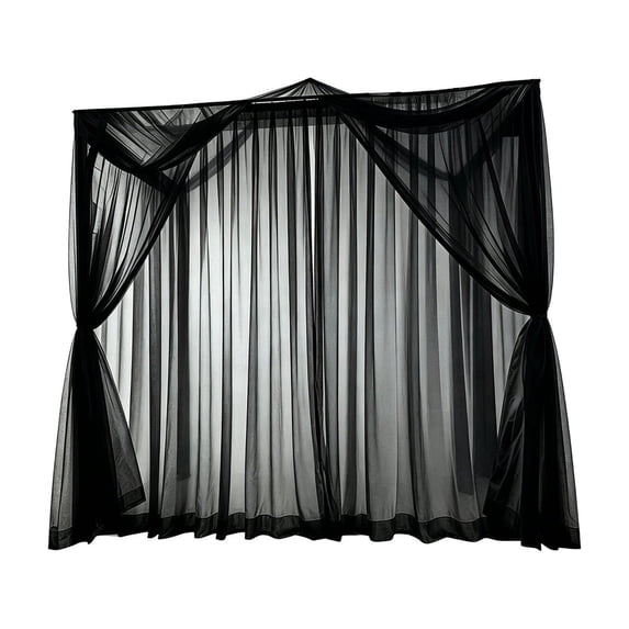 YFTDEF Outdoor Mosquito Net Curtains, Sheer Mesh Drapes for Patio, Fly Screen Resistant, Perfect for Gazebo and Pergola, Ideal for Homeowners, Black