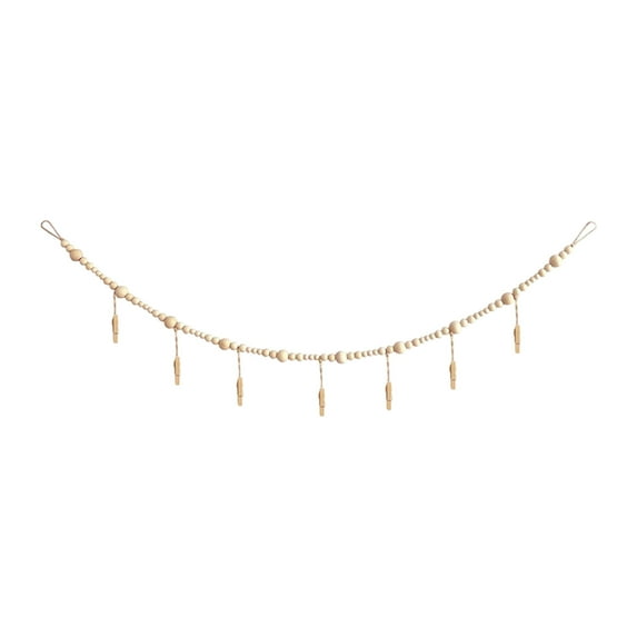 YFTDEF Photo Clip Wooden Bead String, Natural Wood Beads, Hanging Photo Display, Rustic Home Decor, Ideal for Organizing Memories and Personalizing Spaces