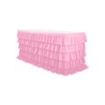 thumbnail image 1 of YFTDEF Pink Tulle Table Skirt, 6ft Table Skirt for Rectangle Table, Birthday Party Decorations, Shower Parties, Cake Dessert Table Decorations, Five-Layer Ruffle Table Skirting, 1 of 6
