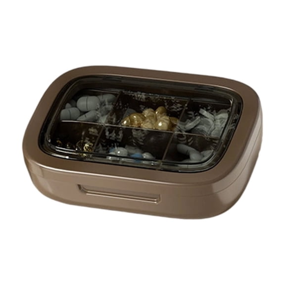 YFTDEF Portable Storage Box, Mini Plastic Organizer, Lightweight 3.94x2.76x0.98in, Travel Medication Container, Sealed Odorless Design, Perfect for Daily Use and Trips, Brown