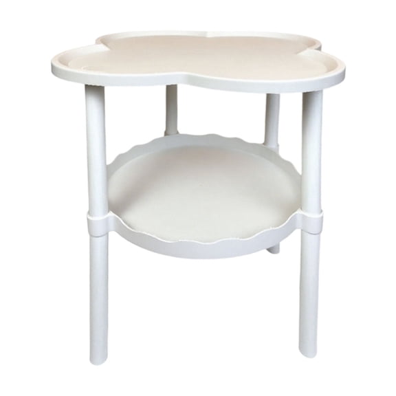YFTDEF Small Coffee Table, Movable Bedside Table, Plastic Side Table, Double Layer Storage, 19.29x14.96 Inch, Flexible for Living Room and Bedroom Storage, White