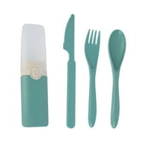 YFTDEF Straw Plastic Cutlery Set, Lightweight Tableware, Eco-Friendly Utensils, Knife Fork Spoon with Storage Box, Ideal for Camping, Outdoor Picnics, Home Dining