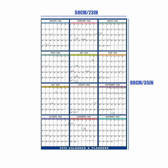 YFTDEF Wall Mounted Erasable Calendar, Double-Sided Foldable 2026 Planner,Horizontal or Vertical Reversible Design, Includes 2 Erasable Pens for Home or Office