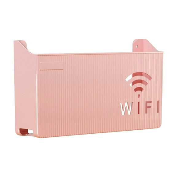 YFTDEF Wall Mounted Router Storage Box, Punch Free, Plastic Organizer, Modern Round Table Design, Living Room Storage, Portable Lightweight, Space Saving