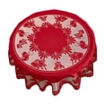 thumbnail image 1 of YFTDEY Christmas Tablecloth, Round Tablecloth, Holiday Decoration, Red Lace Table Cover, Exquisite Christmas Patterns, Protects Surfaces, Ideal for Dining Tables, 1 of 4
